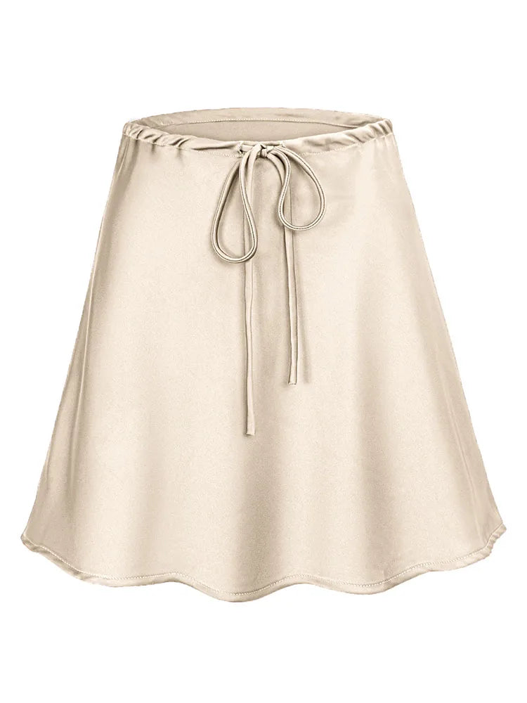 Curve Satin Drawstring Mini Skirt