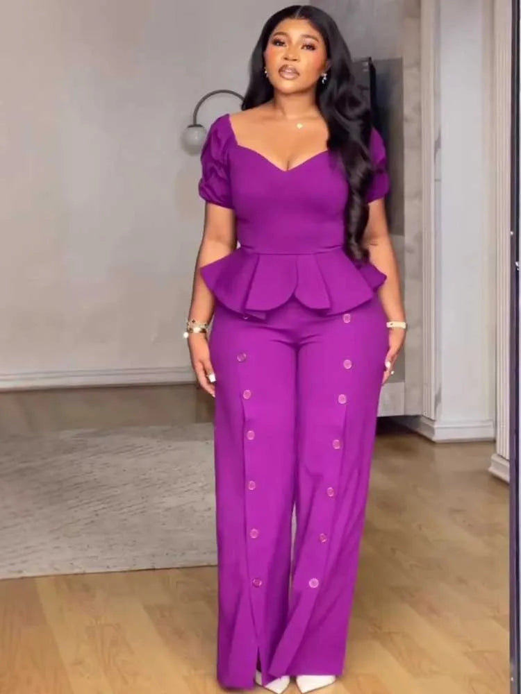 Petal Sweetheart Wide-Leg Pantsuit