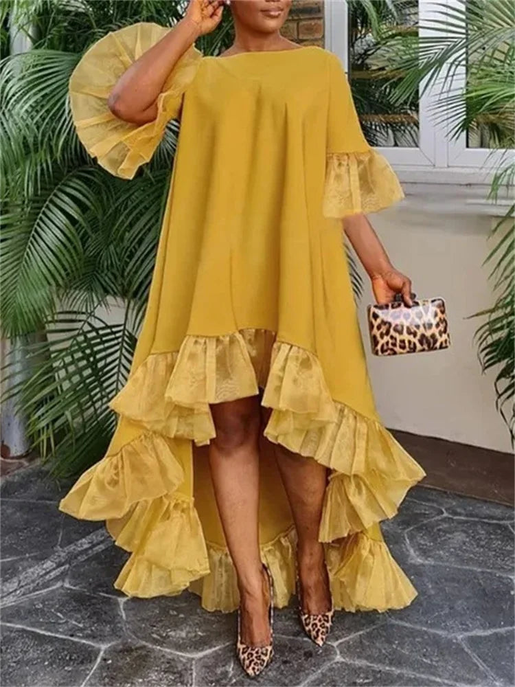 Solid Color Short Sleeve Dress