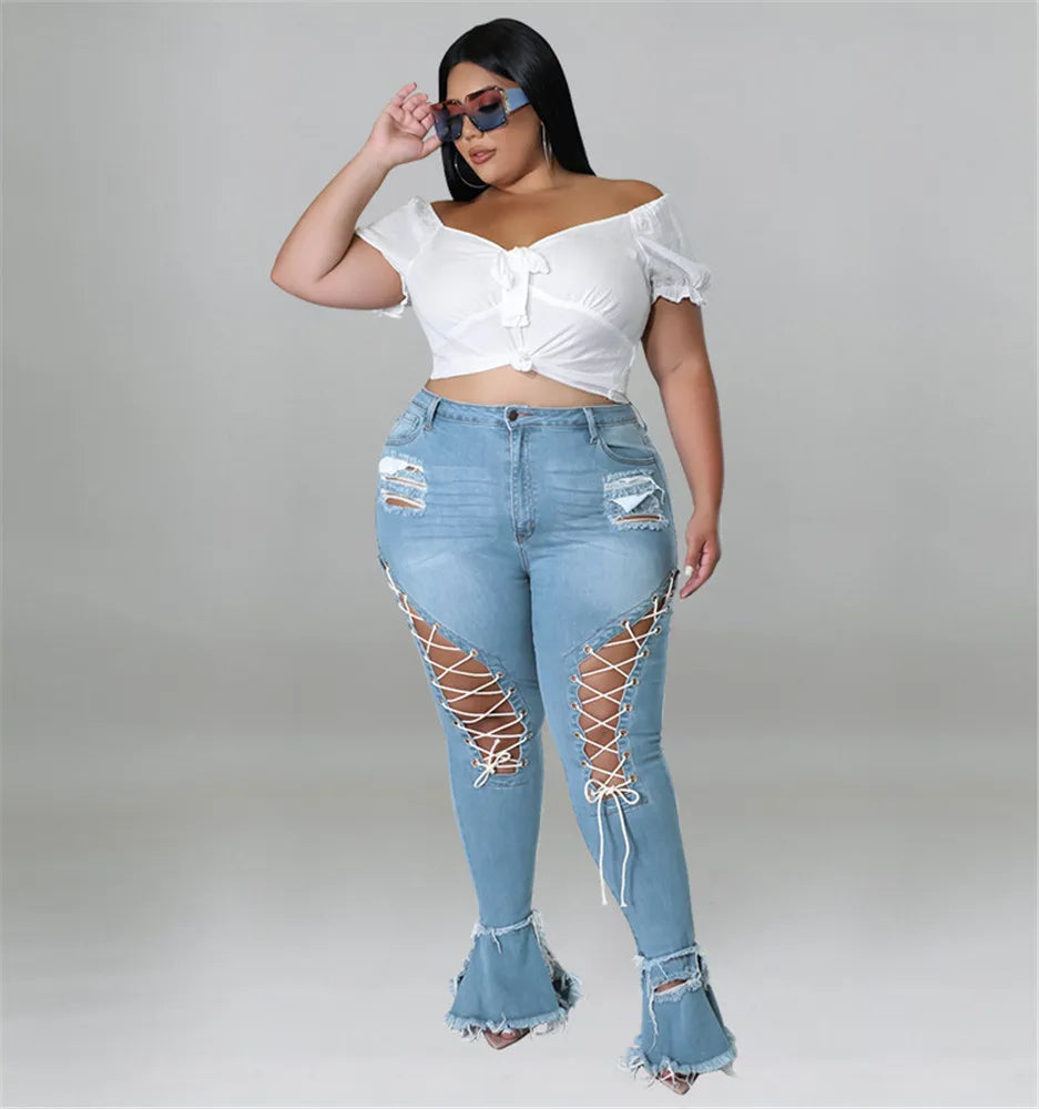 Glam Ripped High-Waist Jeans
