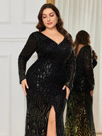 Sequin Slit Evening Gown