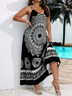 Monochrome Mandala Maxi Dress