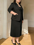 Satin-Lapel Tailored Blazer Pantsuit