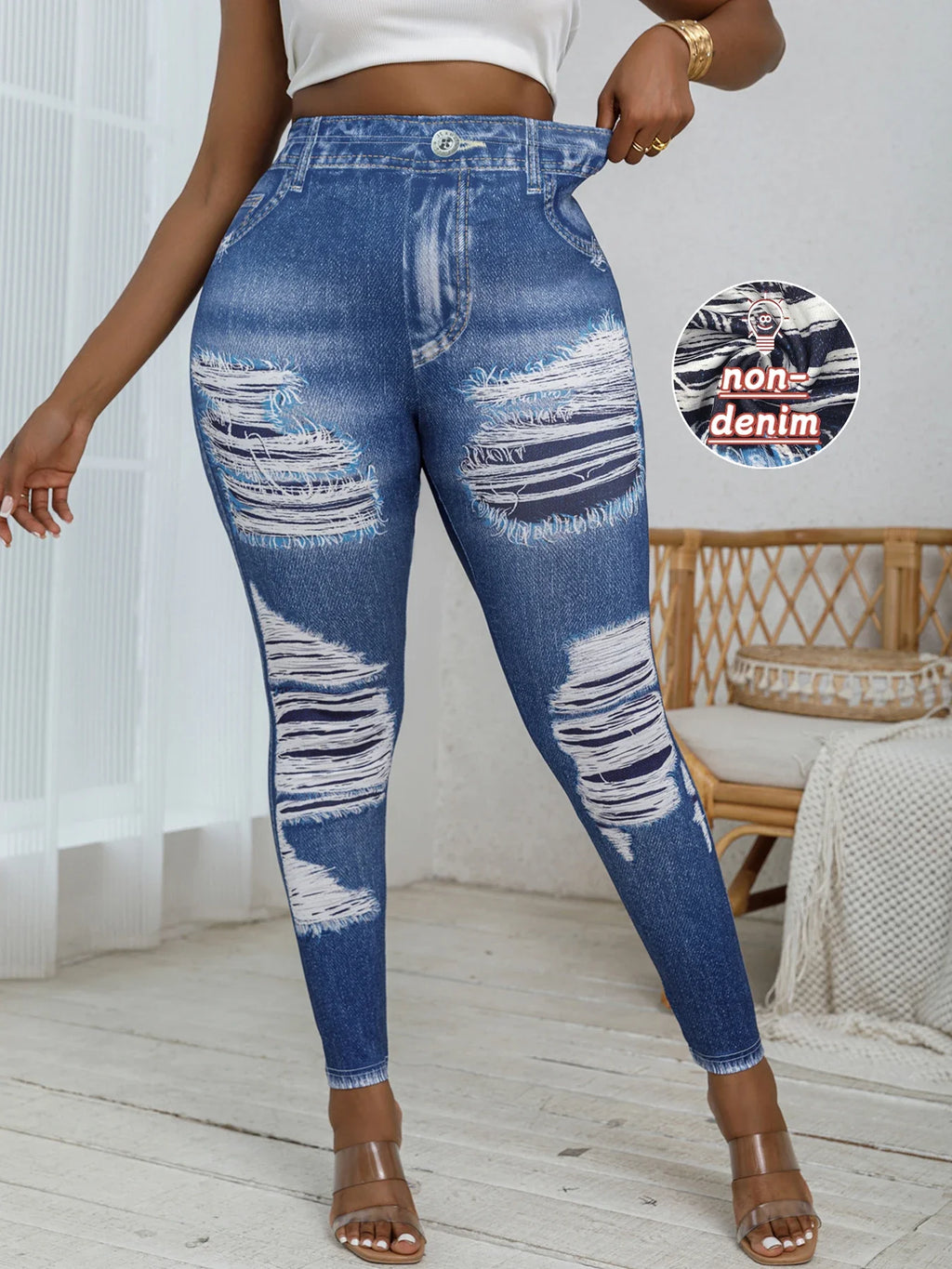Ripped Skinny Jeans – High Waist Stretch