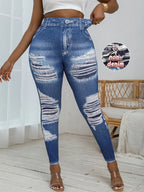Ripped Skinny Jeans – High Waist Stretch