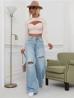 Stretch ripped trousers jeans