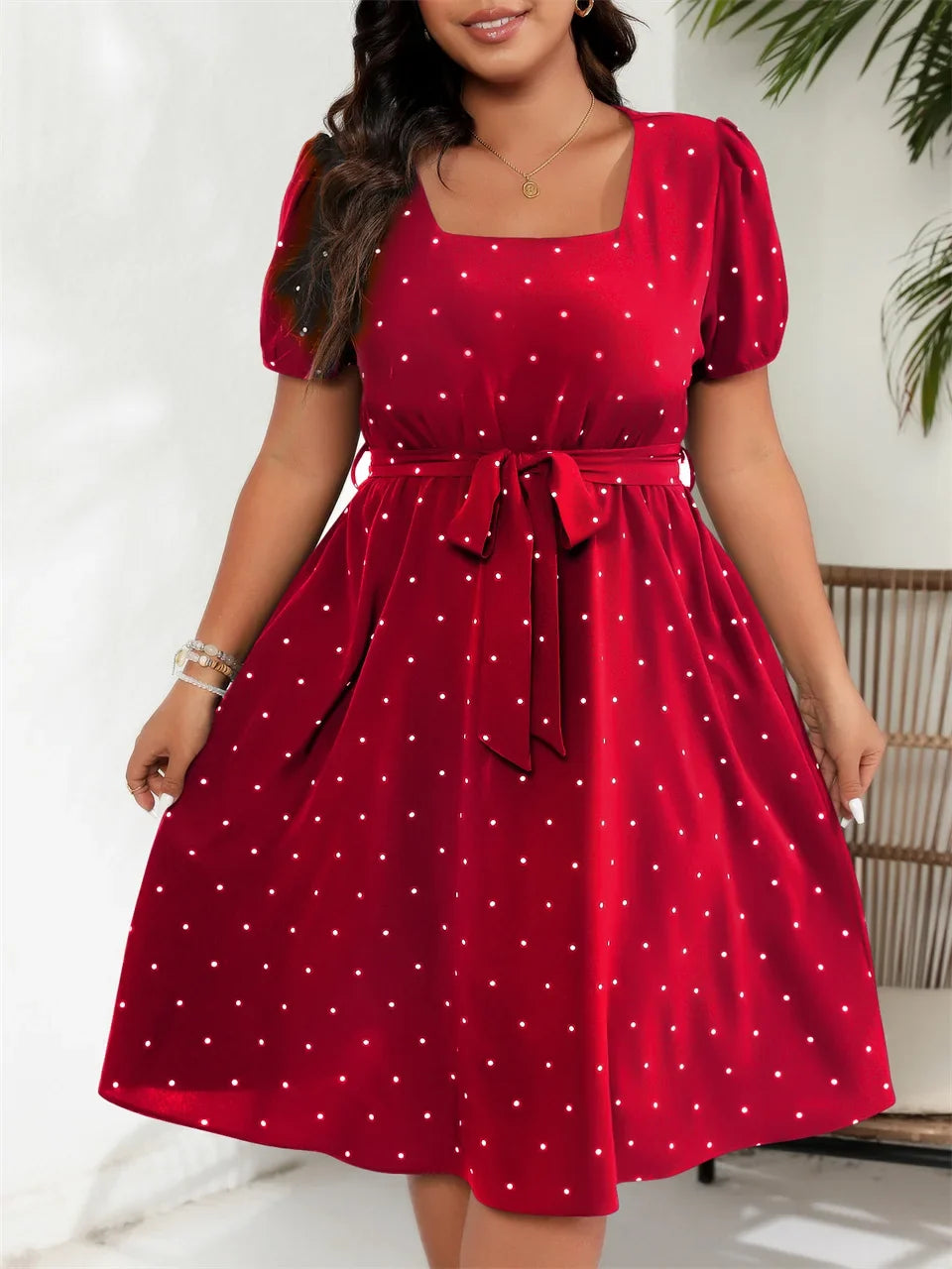 Curvy Charm Polka Dot Dress