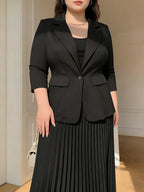 Satin-Lapel Tailored Blazer Pantsuit