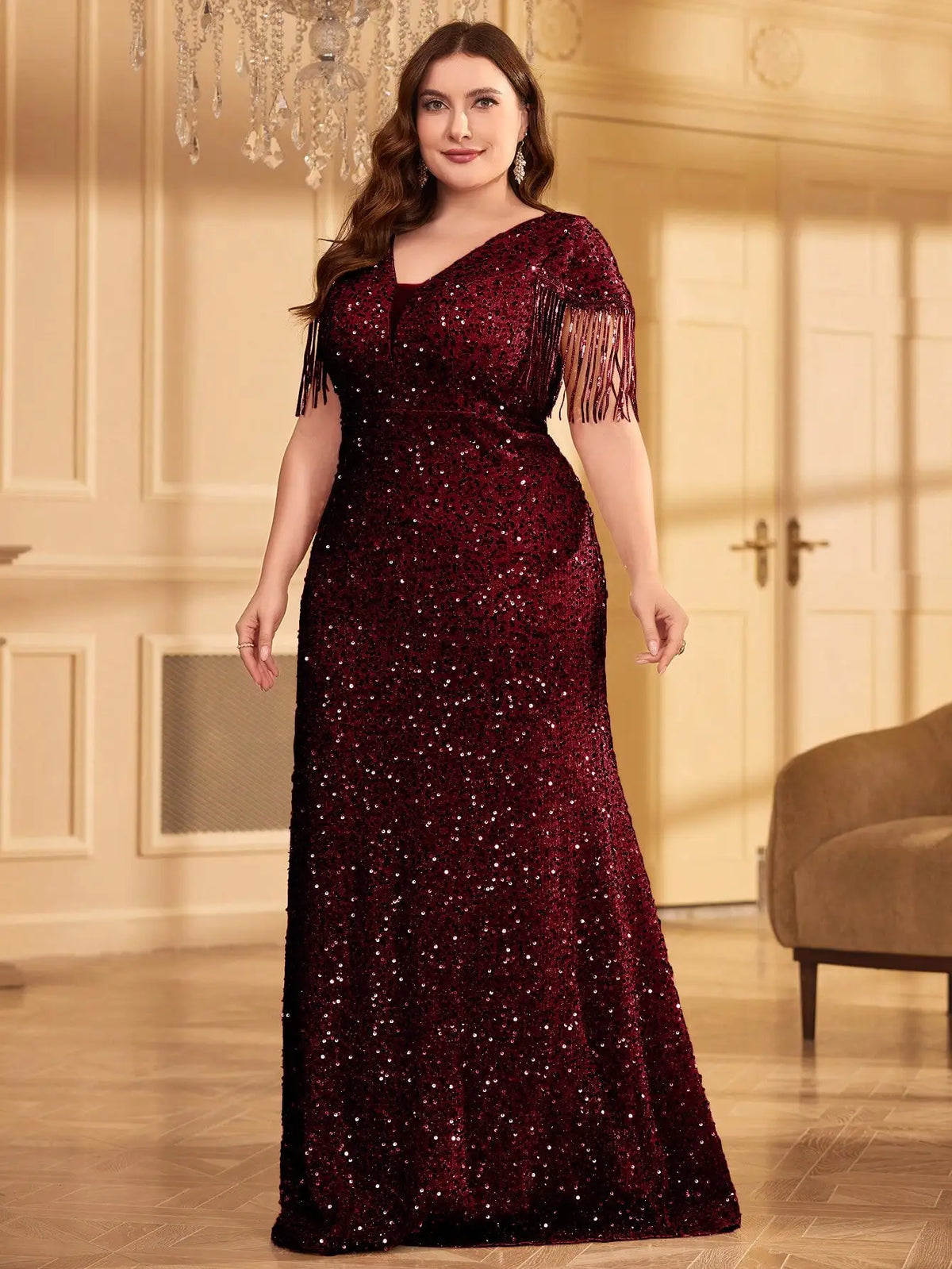 Sequin Fringe Formal Dress