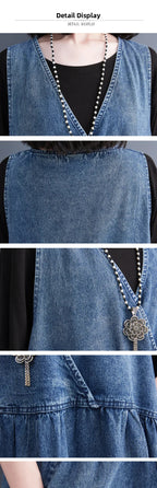 Curve Boho Denim Pinafore Dress