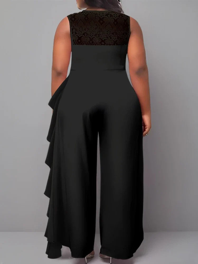 Lace Ruffle Wide-Leg pant suit