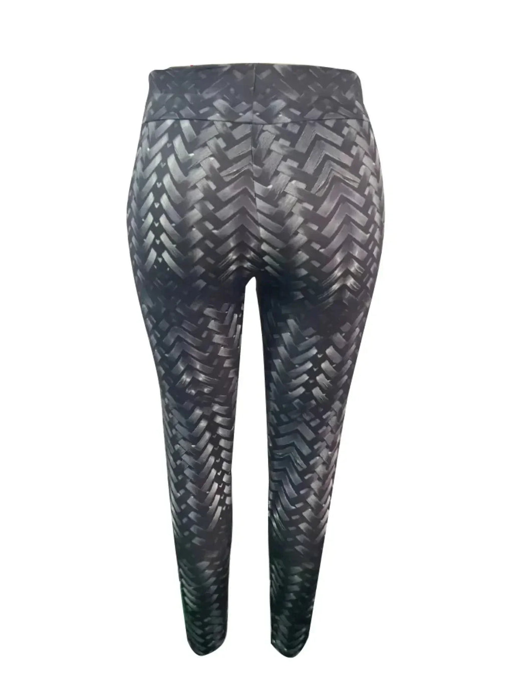 Faux Leather Look Woven Pattern Leggings