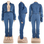Curvy Chic Ruched Denim Set