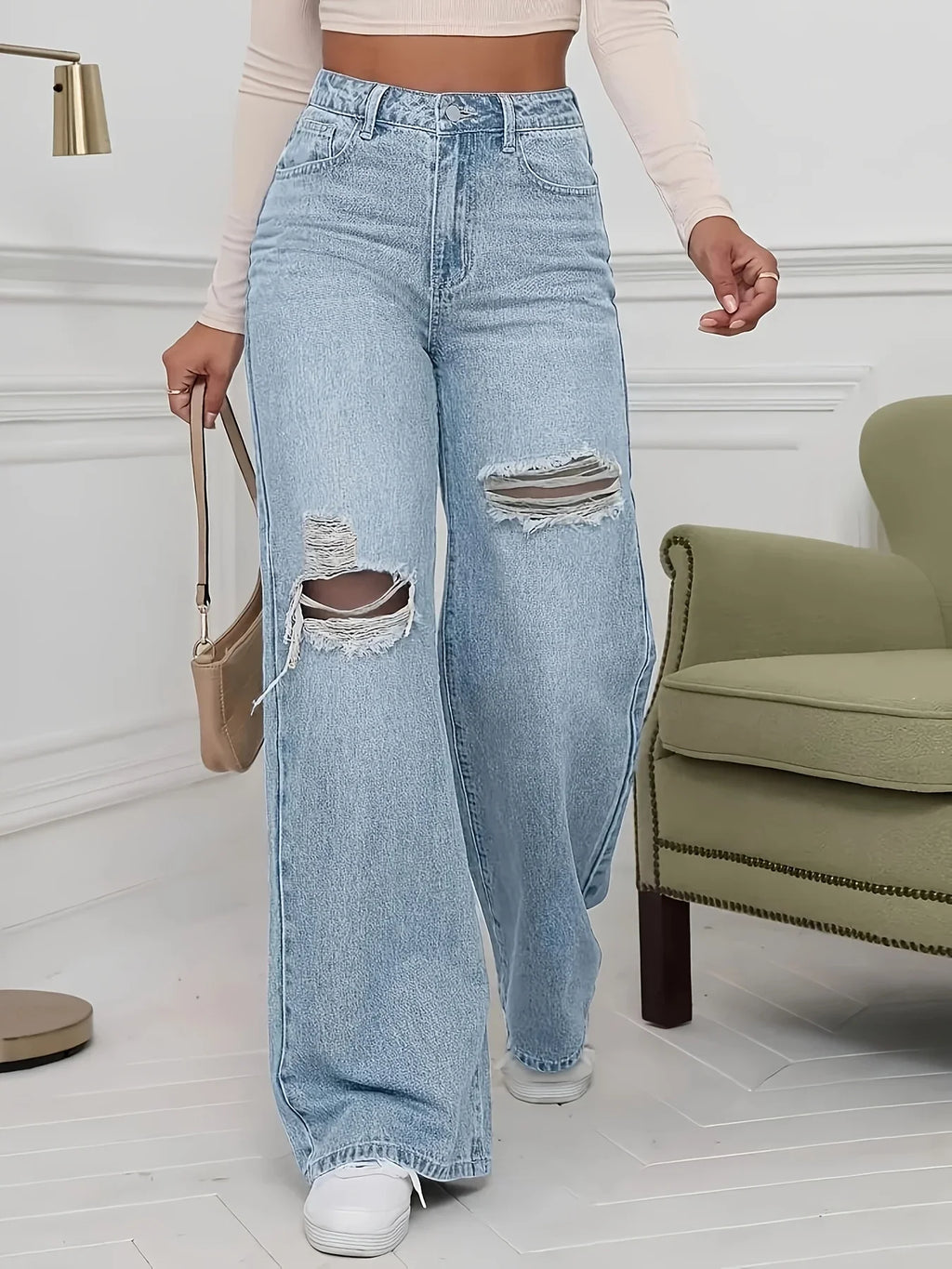Stretch ripped trousers jeans