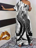 Milk white printed single sleeved maxi dress