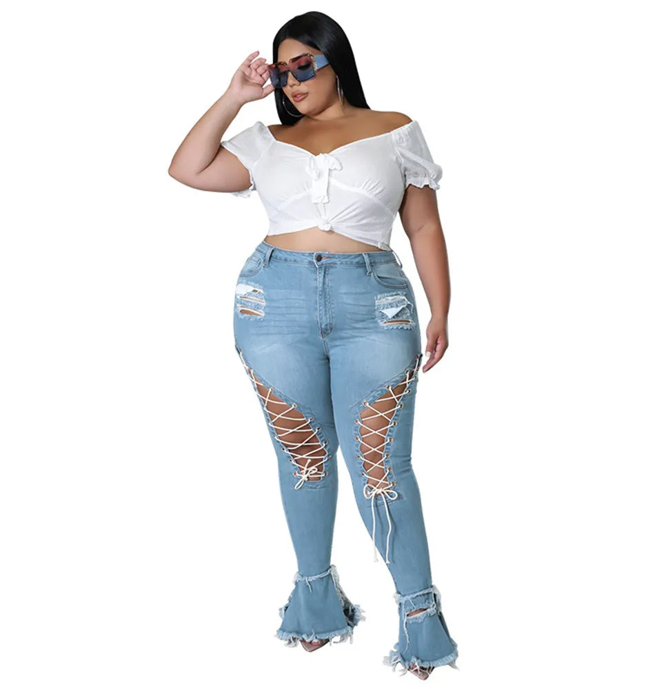 Glam Ripped High-Waist Jeans