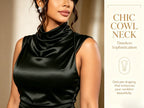 Satin Dress Cowl Neck Sleeveless Formal