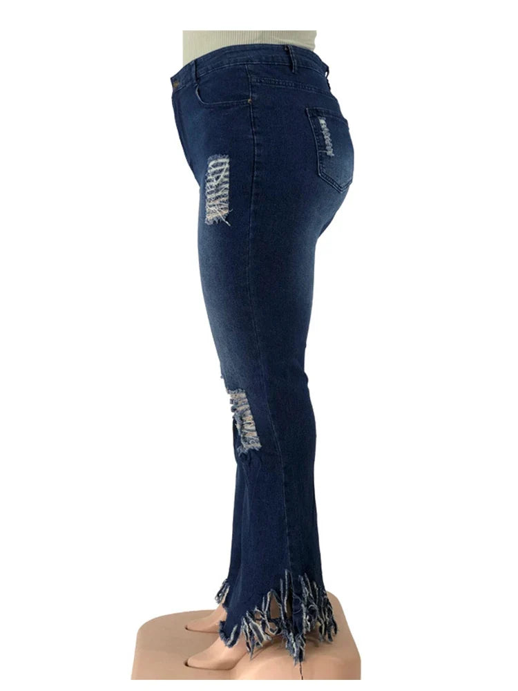 Tassel Vintage Ripped Flared Jeans