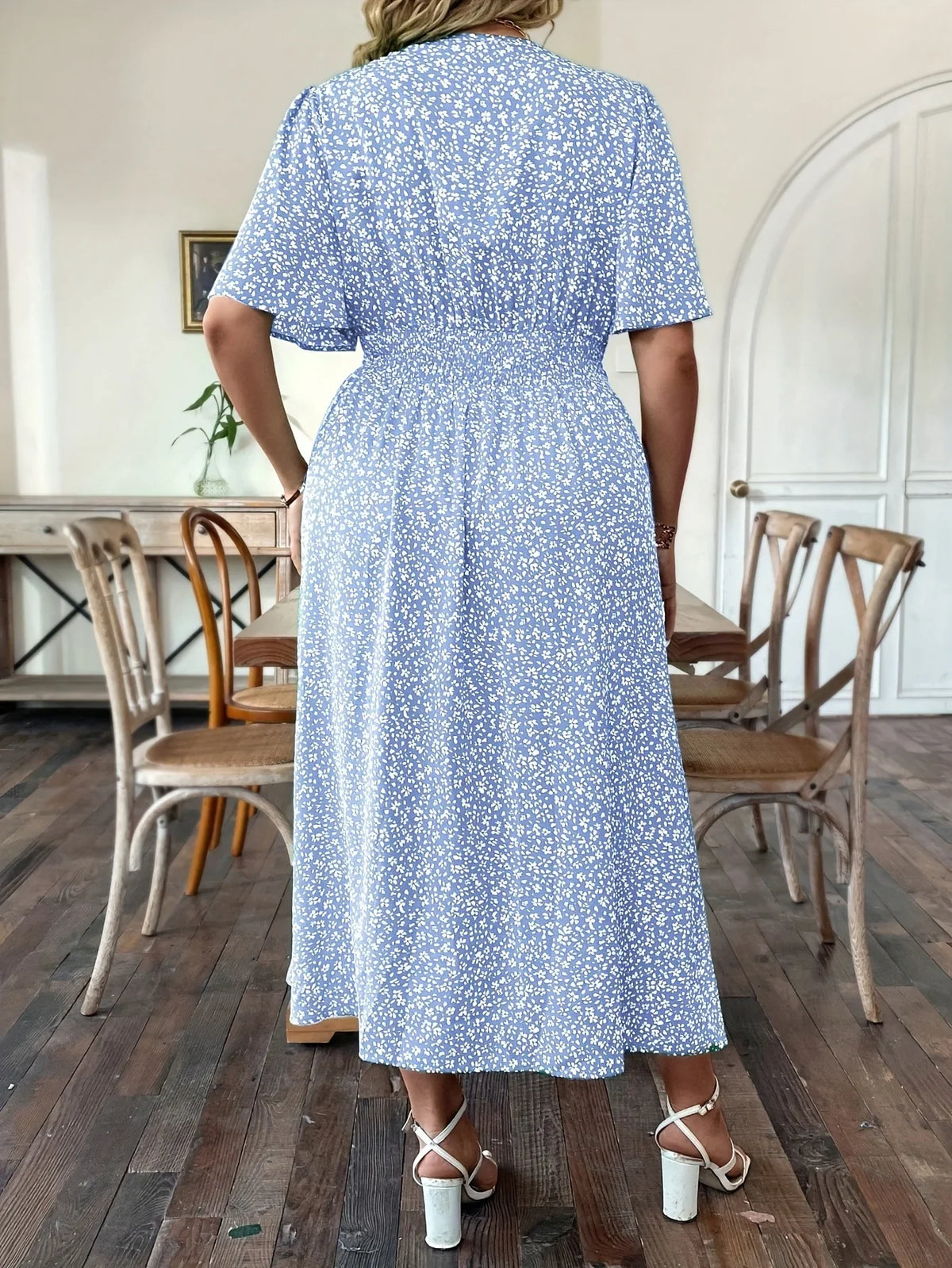 Romantic Floral Short Sleeve Dress