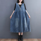 Curve Boho Denim Pinafore Dress