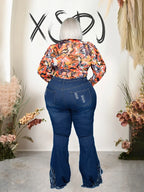 Tassel Vintage Ripped Flared Jeans
