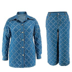 Curve Lattice Denim Set