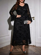 Floral Lace Bell Sleeve Party Dress