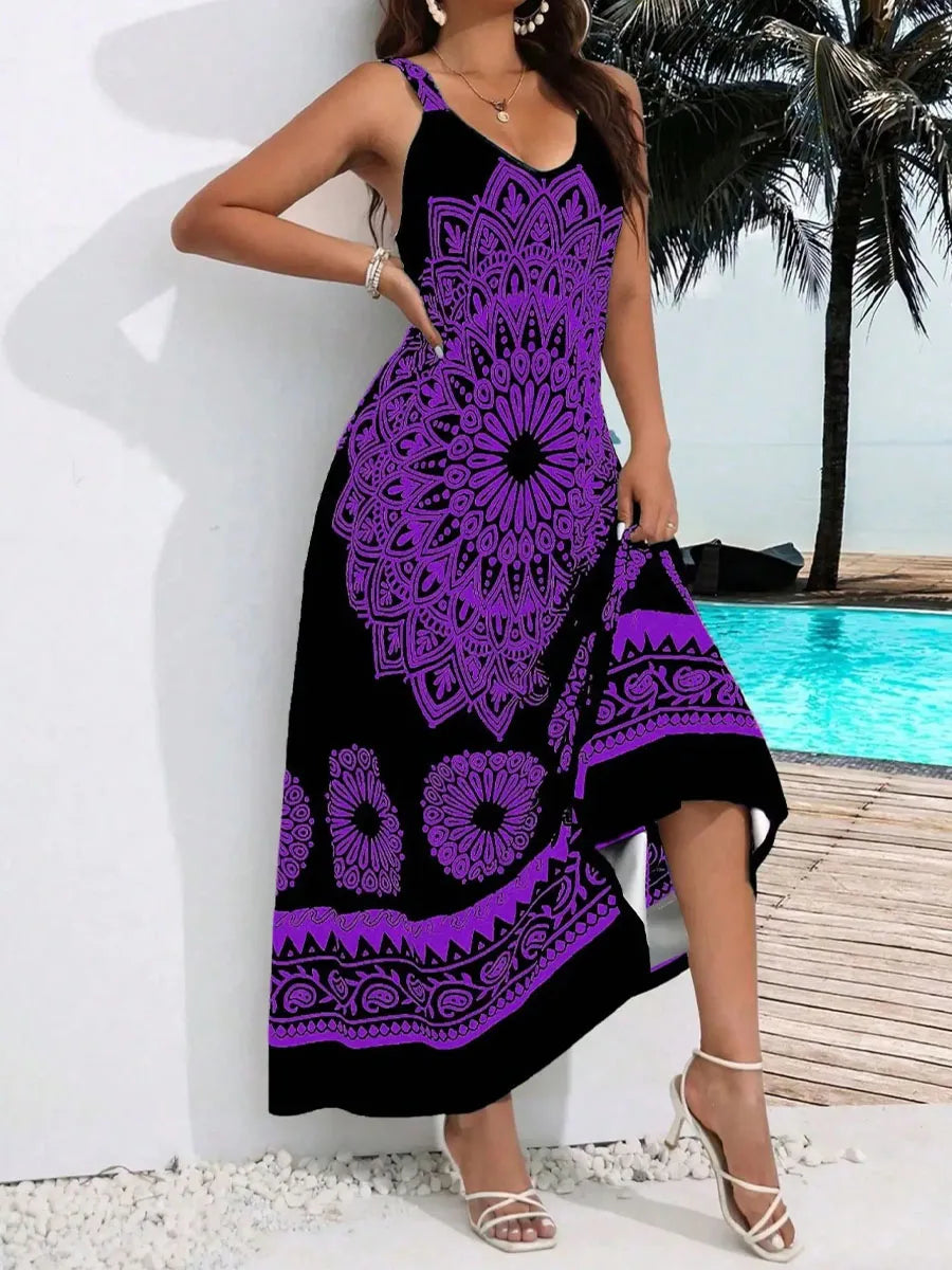 Monochrome Mandala Maxi Dress