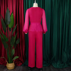 Fuchsia Power Pleated Peplum Pantsuit
